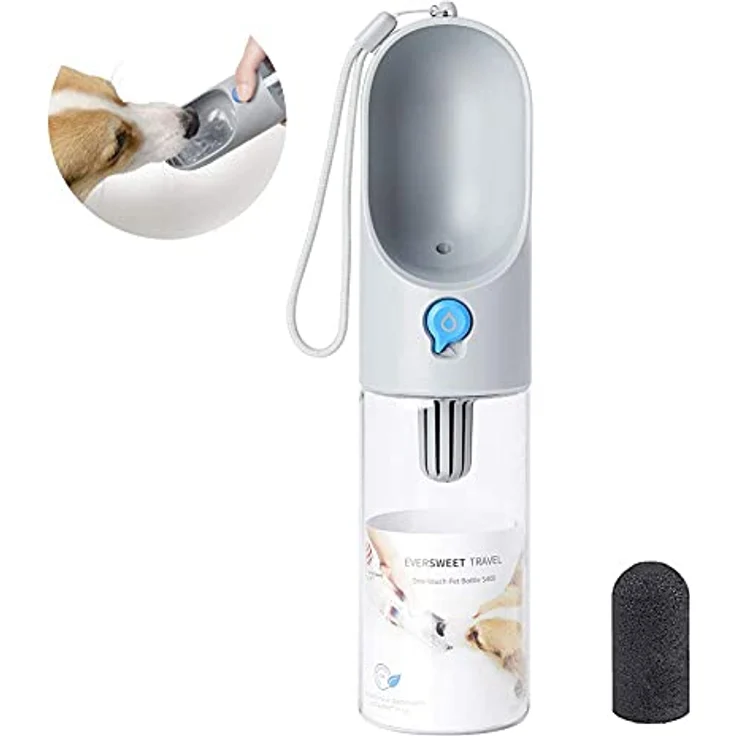 PETKIT EVERSWEET Tragbare Trinkflasche für Hund, Haustiere,BPA frei, Wasserschüssel,400ml,Grau – Bild 1