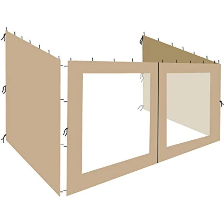 Quick Star Pavillonseitenteil Rank, sandbeige, 300x400 cm mit Fenster, für Garten und Terrasse, 3 Elemente