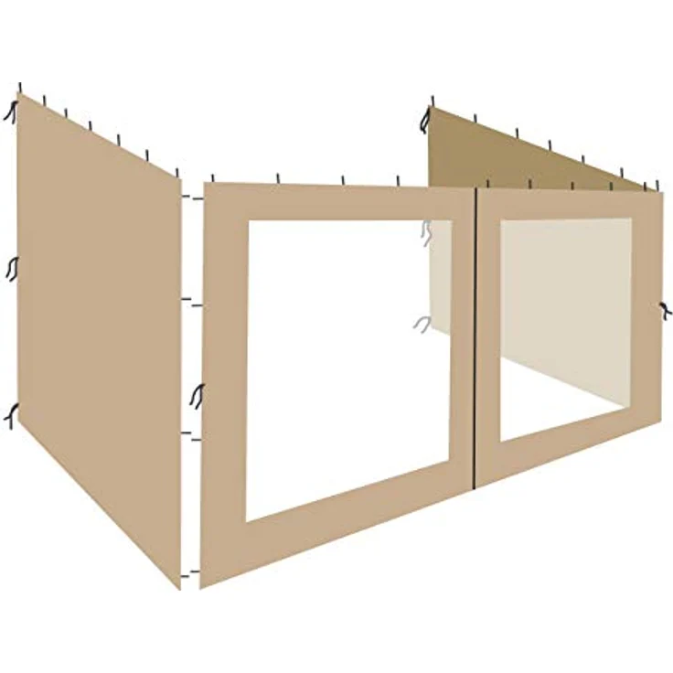 Quick Star Pavillonseitenteil Rank, sandbeige, 300x400 cm mit Fenster, für Garten und Terrasse, 3 Elemente – Bild 1