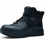 Shoes for Crews Guard Mid, Sicherheitsschuhe S3, schwarze Polizeistiefel aus Leder, Gr. 45, rutschhemmend, wasserdicht, mit Seitenreißverschluss