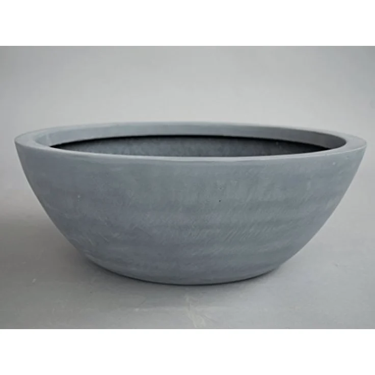 Elegant Einrichten Pflanzkübel Fiberglas Schale Rund, D46xH16cm, Grau, UV-beständig und frostsicher – Bild 3