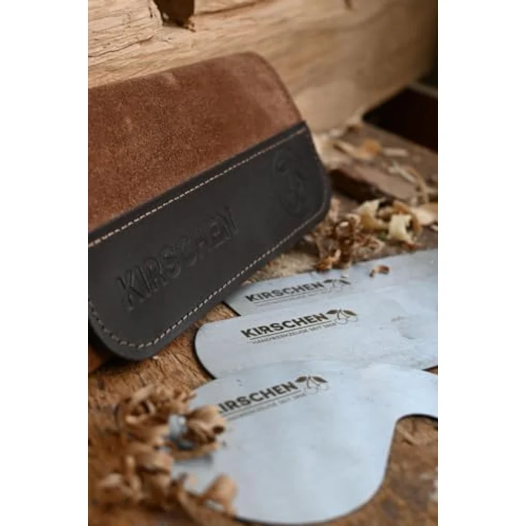 KIRSCHEN Ziehklingen Set 3-tlg., braun, mit Ledertasche, Rechteckige/Konkave/Schwanenhals Ziehklinge, ergonomisches Holzwerkzeug für präzise Holzarbeiten – Bild 5