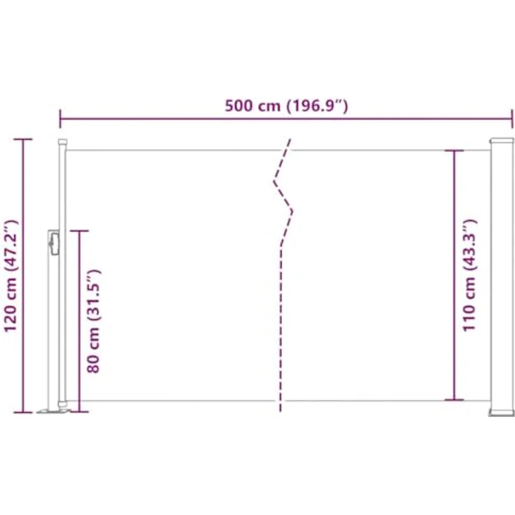 vidaXL Markise Ausziehbare Seitenmarkise 120×500 cm Creme, UV- und wasserbeständig – Bild 5
