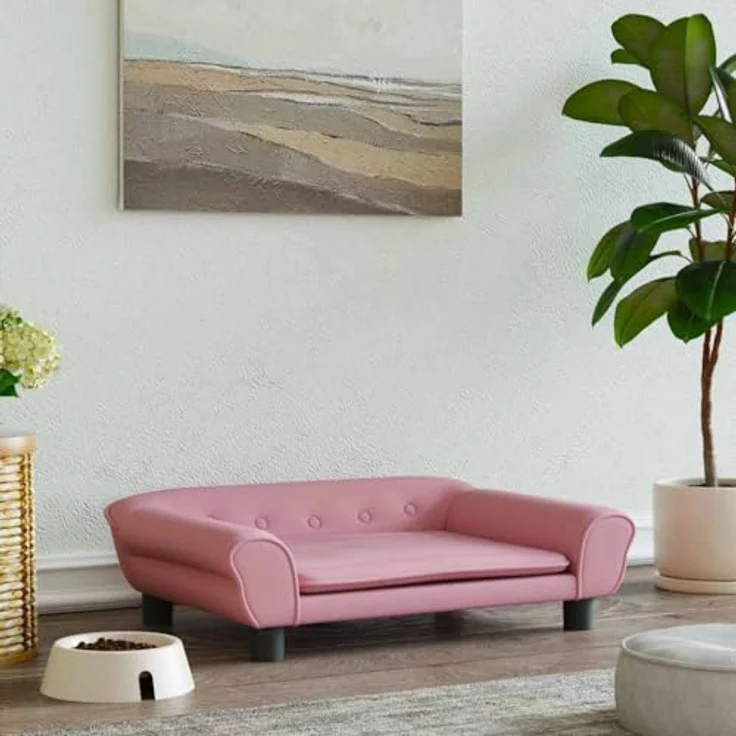 vidaXL Hundekorb, Hundebett Rosa 70x48x22 cm Samt mit massivem Kiefernholzrahmen und Schaumstofffüllung – Bild 2