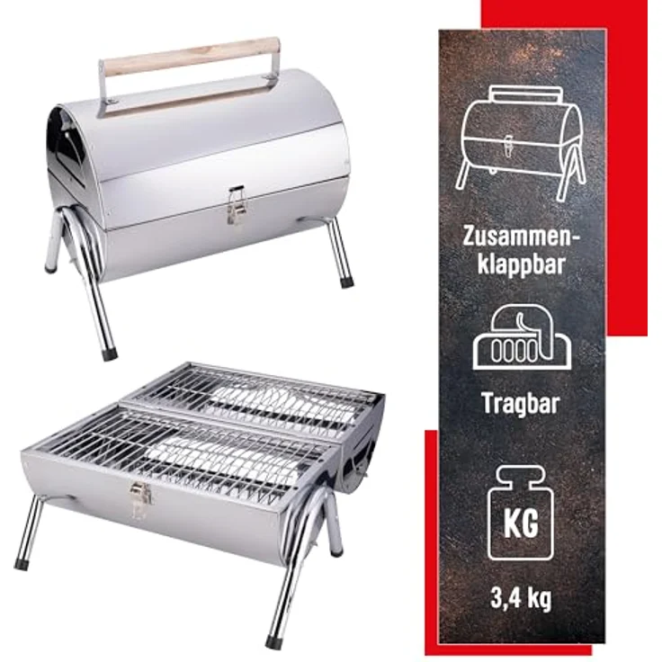 Edelstahl BBQ Holzkohlegrill Tragbarer Holzkohlegrill – Bild 4