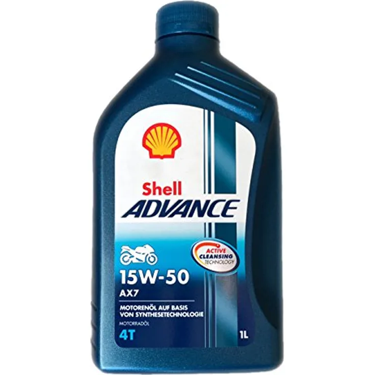 Shell 1504001 Motoröl Advance 4T AX7 15W-50, 1 L, 22.10x11.70x22.10