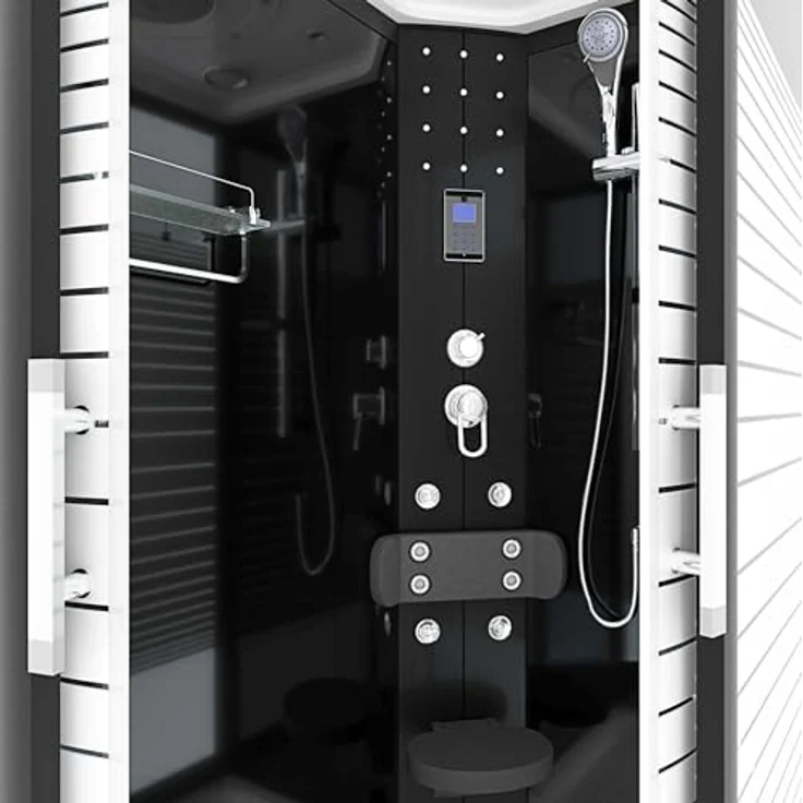 SeniorBad AcquaVapore D30-73M3L-EC Duschtempel, Dampfdusche mit Regendusche, 120x80 cm, 6mm Sicherheitsglas, Dampfgenerator, Aromatherapie und Ozonreinigung – Bild 7