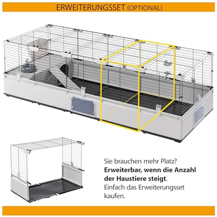 Ferplast MODULAR 4, Modularer Kaninchenkäfig, Hasenkäfig, Meerschweinchenkäfig, erweiterbar, mit Zubehör, 179 x 72 x h 56 cm, flexibel und nachhaltig – Bild 3