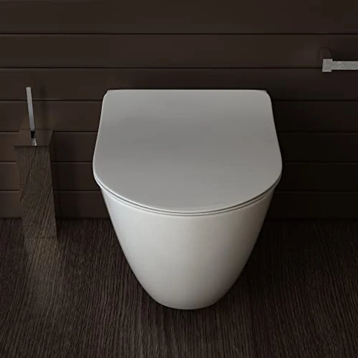 Alpenberger Moderne Toilette mit Nano | Wand WC Spülrandlos | Keramik Hänge WC Komplettset mit WC Sitz mit Absenkautomatik | Klo für Gäste WC und Bad | Passend zu Geberit (Insara 9024) – Bild 3