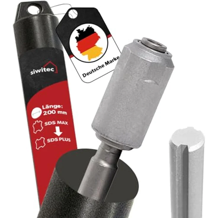 siwitec Betonbohrer SDS PLUS, Set oder einzeln, mit Adapter SDS Max zu SDS Plus, geeignet für Stein und Beton – Bild 1
