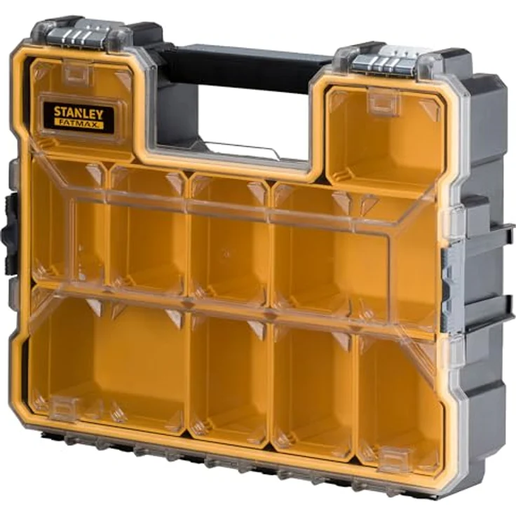 Stanley FatMax Profi-Organizer (44,6 x 11,6 x 35,7 cm, tiefe Fächer, stabiler Deckel, Metallverschlüsse, wasserdicht, herausnehmbare Boxen, extra Box für Kleinteile) 1-97-518 – Bild 2
