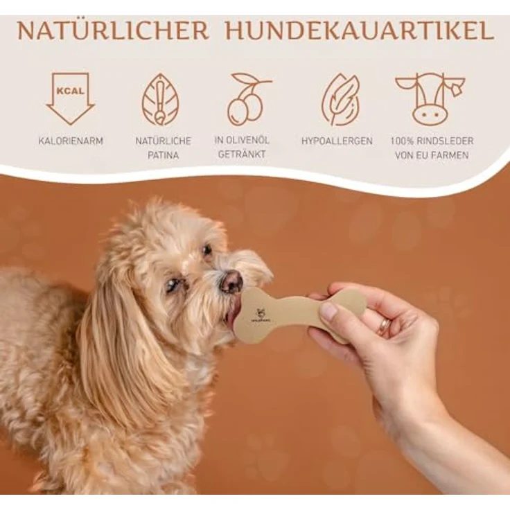 Wildfang® 1 Lederknochen Hund, Größe S – Natürliches Kauspielzeug aus Fettleder für Zahnpflege & Stressabbau, langlebig und sicherer Hundesnack aus EU-Rindsleder für alle Rassen – Bild 2