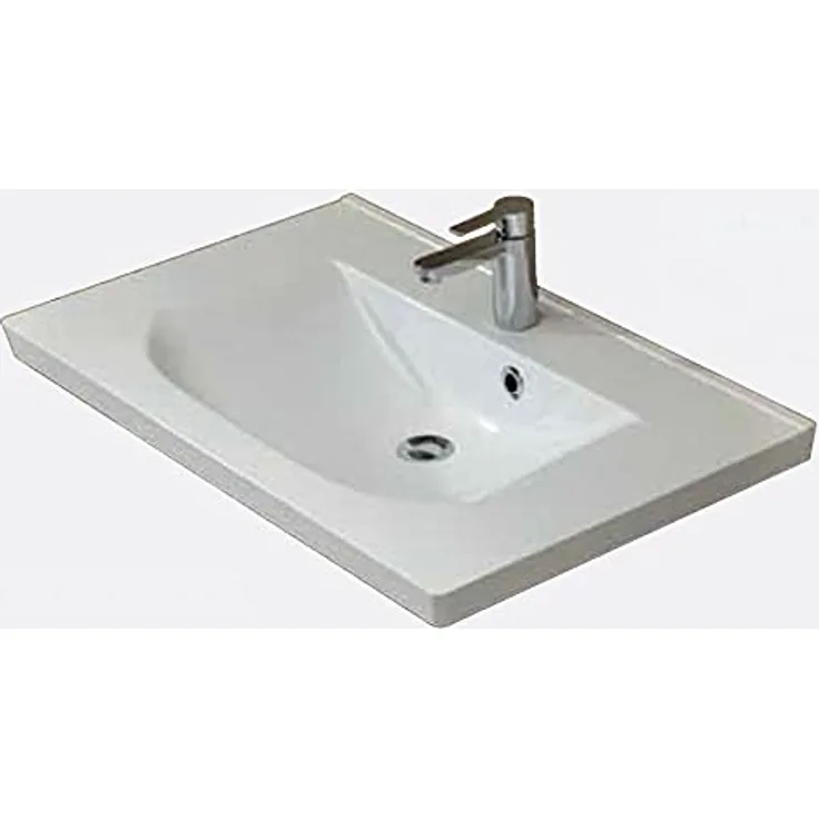 Pelipal Trentino, Mineralmarmor-Waschbecken 80 cm, Weiß, geradliniges Design