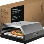 Heidenfeld Pizzaaufsatz Roma | Grillaufsatz - Pizzamaker - Edelstahl - 315°C - Thermometer inklusive - Pizzabox - integrierter Pizzastein - für Holzkohlegrill und Gasgrill - Pizza Maker