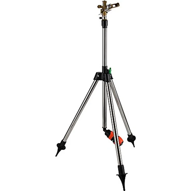 Deuba Rasensprenger Teleskopstativ Höhe bis 120cm Bewässerungsweite bis zu 27m 360° Sprühaufsatz Impulsregner Sprinkler Kreisregner – Bild 5