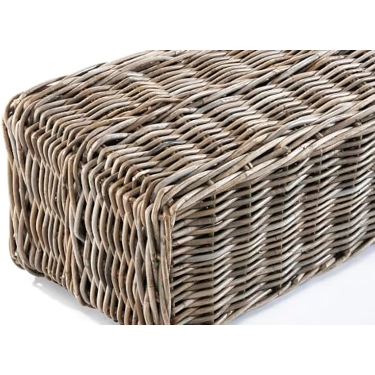 Kobolo Blumenbank Lauro, eckiger Pflanzkorb aus Rattan mit Folie, grau, 62x29x29 cm, Dekokasten für Balkon, Terrasse, Garten und Innenbereich – Bild 4