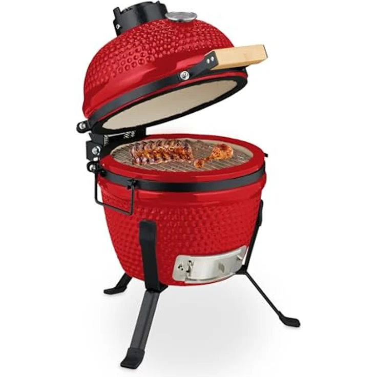 Relaxdays Kamado-Grill, Keramikgrill mit 26 cm Grillfläche, präzise Temperaturregelung und integriertem Thermometer – Bild 1