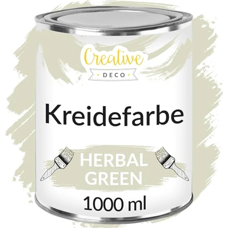 Creative Deco Hellgrün Kreidefarbe für Möbel, 1000 ml Möbellack, wasserbasierte Formel, für bis zu 10 m² Fläche, ohne Grundierung – Bild 1
