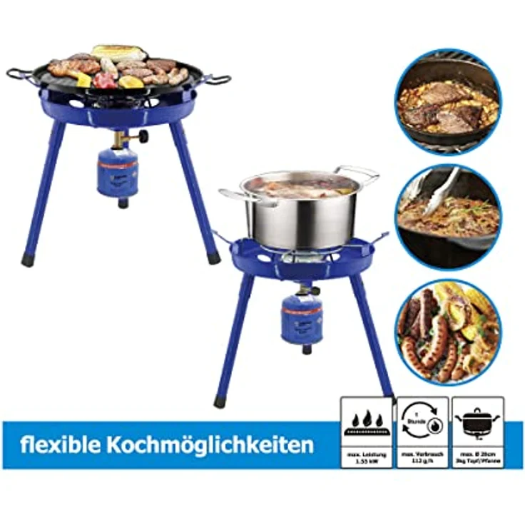 3in1 Camping Gasgrill Gaskocher Campingkocher Herd Gasherd Kochfeld Kocher Grill – Bild 4