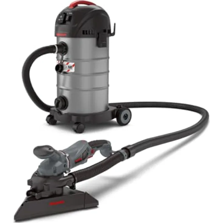MENZER Trockenbauschleifer TSW 225 + VCM 330, Set mit 710 W, 1950 U/min, Wechselkopfsystem, M-Klasse Sicherheitssauger, Nass-Trocken-Sauger