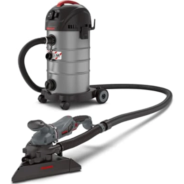 MENZER Trockenbauschleifer TSW 225 + VCM 330, Set mit 710 W, 1950 U/min, Wechselkopfsystem, M-Klasse Sicherheitssauger, Nass-Trocken-Sauger – Bild 1