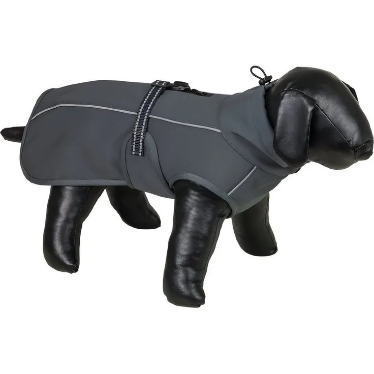 Nobby Hundemantel Cauca grau, Hundemantel mit reflektierendem Bauchgurt und Fleece-Fütterung