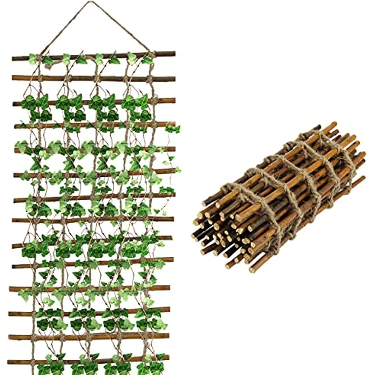 Rankhilfe aus Weide für Kletterpflanzen 30x200 cm | Rankgitter mit Juteschnur aus Holz, Gartenstütze für Pflanzenwachstum und Dekoration, Ranknetz Pflanzennetz Rankleiter - Preisvergleich