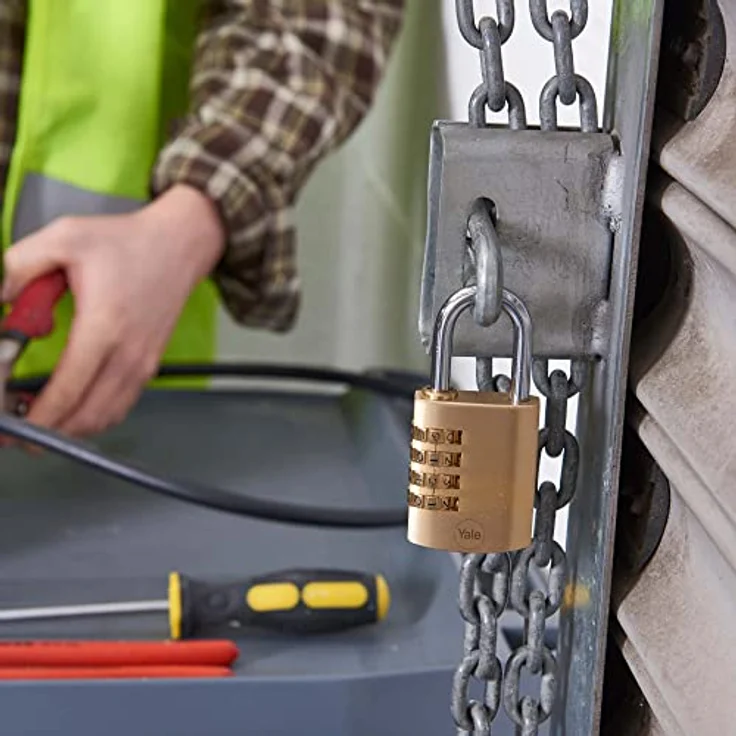 Yale Y150B-40-130-1 Vorhängeschloss aus Messing (40 mm) Bügelschloss aus Stahl für Rucksack, Spind, Werkzeugkasten 3 Ziffern 1000 Kombinationen Standardsicherheit – Bild 3