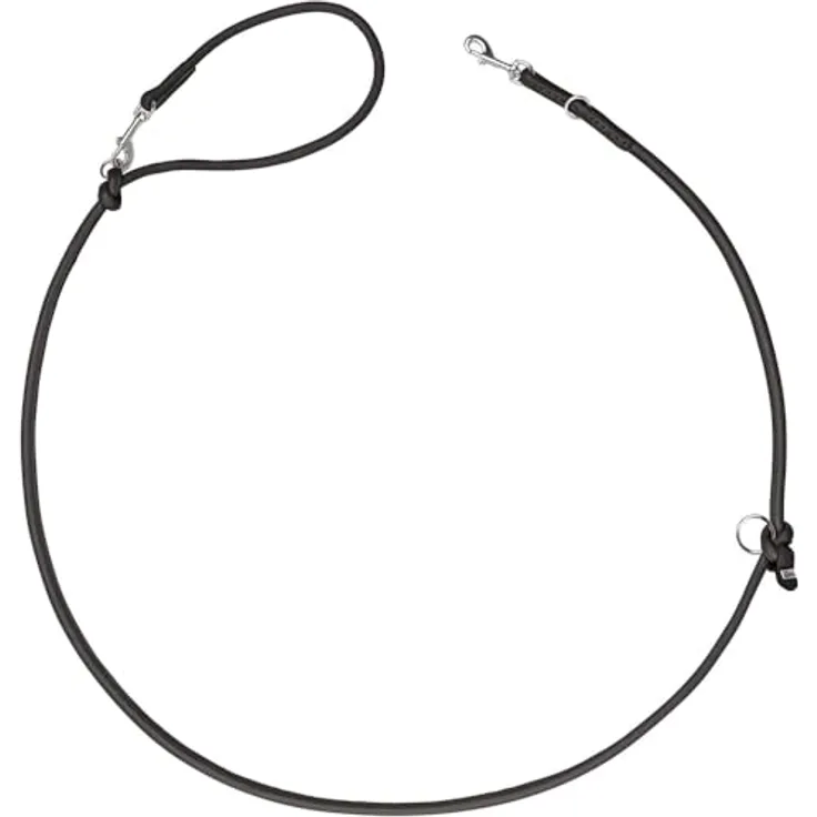 HUNTER Verstellbare Führleine Soho Round Mini Premiumleder, schwarz, Größe 8/200