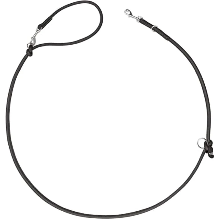 HUNTER Verstellbare Führleine Soho Round Mini Premiumleder, schwarz, Größe 8/200 – Bild 1