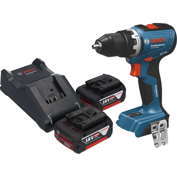 Bosch GSB 18V-65 Professional Akku Schlagbohrschrauber, 18 V, 65 Nm, Brushless, inkl. 2x 5,0 Ah Akku & Ladegerät