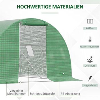 Outsunny Foliengewächshaus begehbares Polytunnel 3 x 3 m Gewächshaus