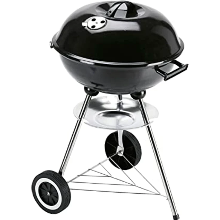 LANDMANN Kleiner Holzkohle Kugelgrill | Grillfläche ca. Ø 41 cm | ca. 15 cm hoher Garraum | Grillhöhe ca. 62 cm | Verchromter Grillrost mit Griffen | 3 Stativbeine – Bild 1