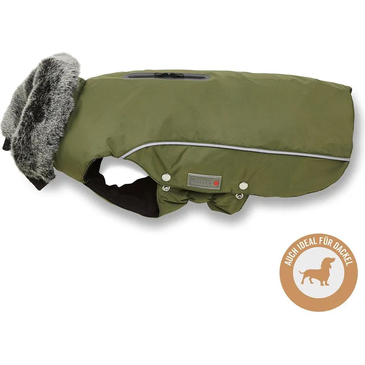 Wolters Hundemantel Winterjacke Amundsen für Dackel olive, wasserdicht, reflektierend, PFC-frei
