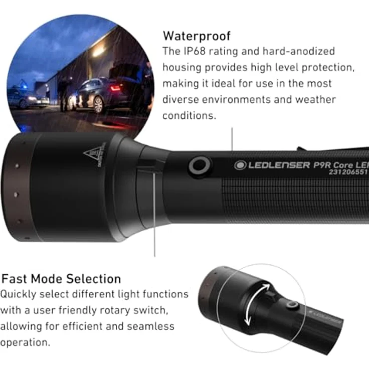 Ledlenser P9R Core LEP Taschenlampe | Aufladbar | 1300m fokussierter Lichtstrahl | bis 20h Betriebszeit | IP68 – Bild 3