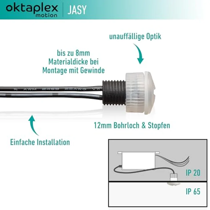 Oktaplex motion Oktaplex Jasy Einbau Dämmerungssensor aussen und innen Lichtsensor IP65 Dämmerungsschalter weiss 230V – Bild 2