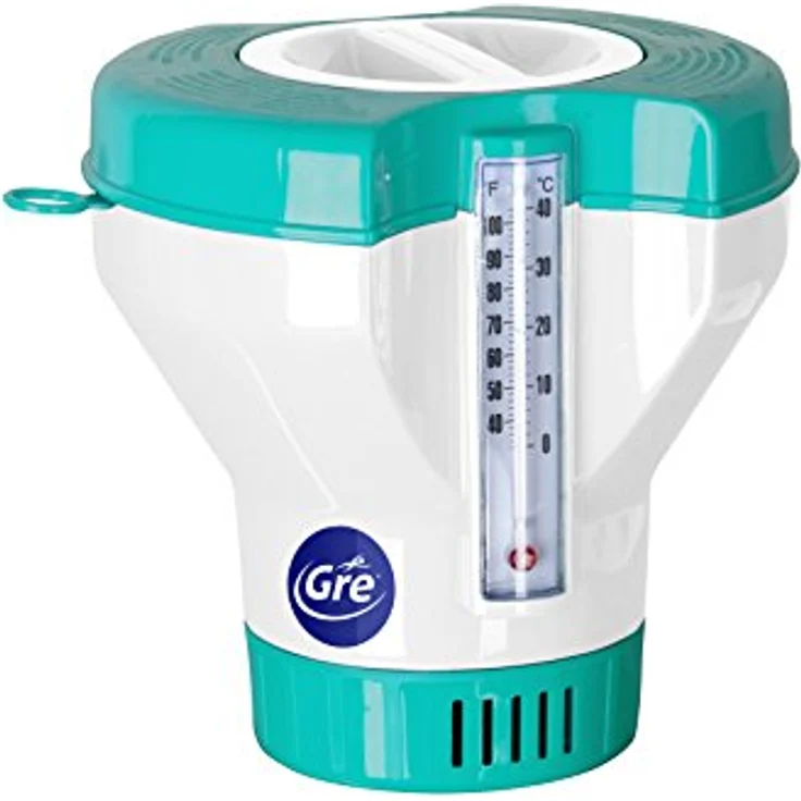 Gre Combi Thermometer und Dosierer, 2-in-1 Pool-Zubehör mit Verbrauchsanzeige und 1,5 kg Fassungsvermögen für Chlortabletten, Temperaturanzeige in °C und °F – Bild 1