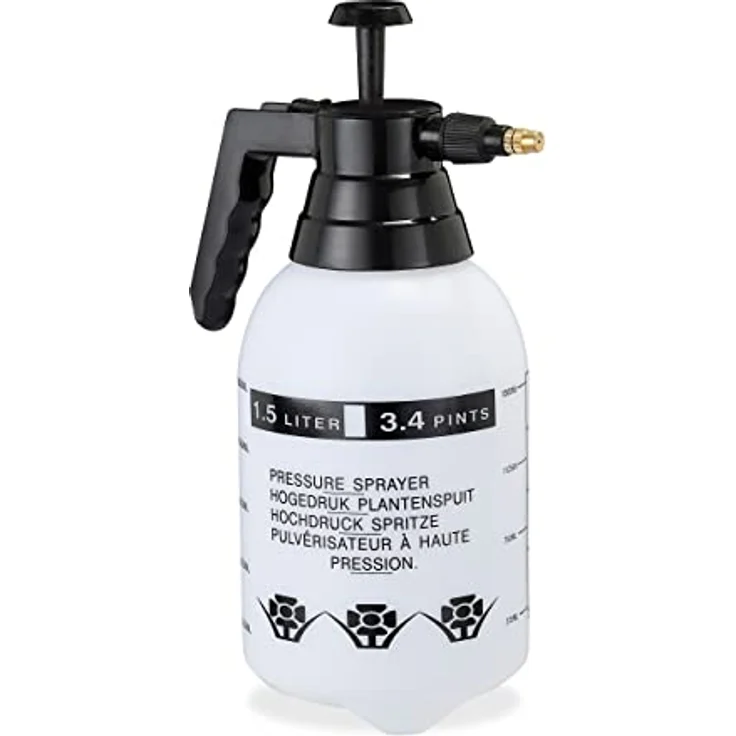2 x Pumpsprühflasche, einstellbare Messingdüse, Pflanzen Bewässerung, Schädlingsbekämpfung, 1,5 l Drucksprüher, schwarz – Bild 2