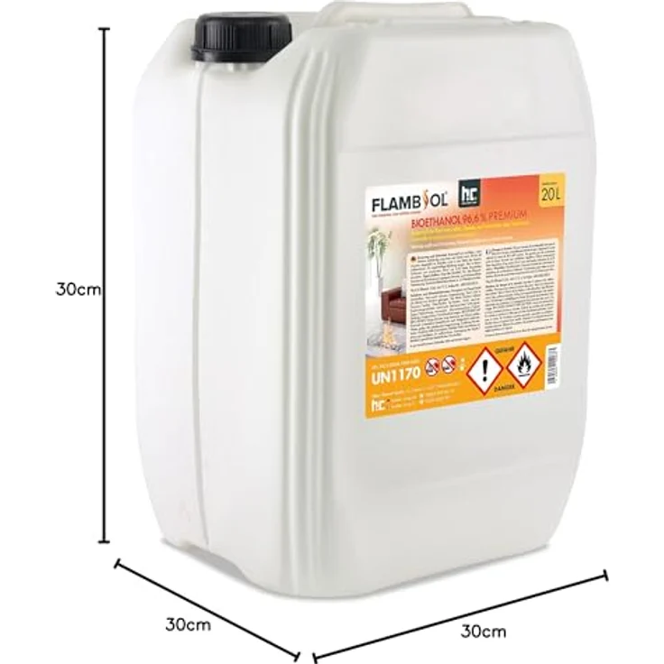 Höfer Chemie 3x 20 L FLAMBIOL® Bioethanol 96,6% Premium für Ethanolkamin in Kanistern – Bild 8