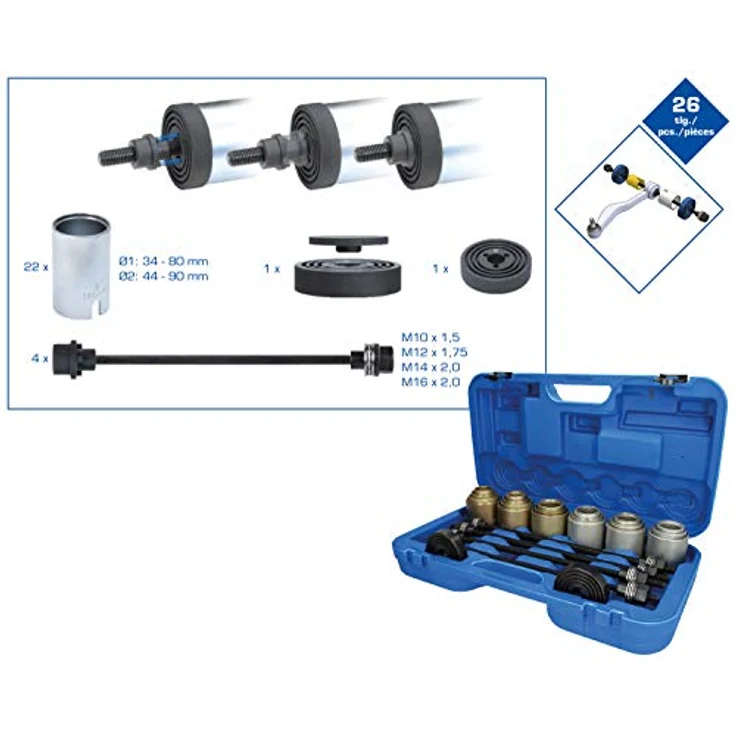 BRILLIANT TOOLS BT672450 Zug- und Druckhülsen-Satz, mit 4 Spindeln, 26-tlg [Powered by KS TOOLS] – Bild 3