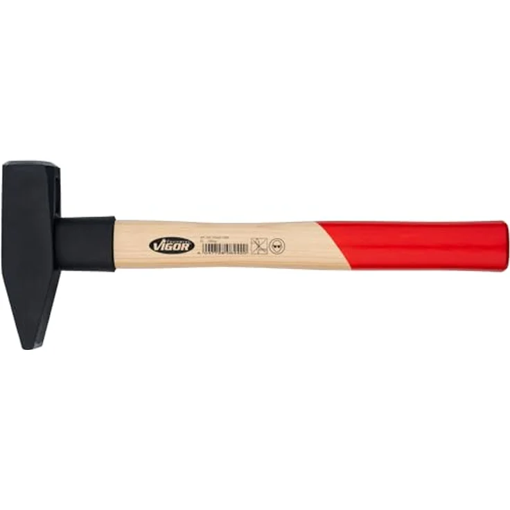 ViGOR Schlosserhammer V2662-1000 1000g Hammerkopf, Hickoryholzgriff mit Gummi-Schlagschutz, Länge 360 mm – Bild 3