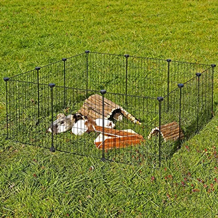 lionto Freigehege aus Metall Kleintierauslauf Kleintiergehege Kleintierkäfig 144x74x46 cm – Bild 2