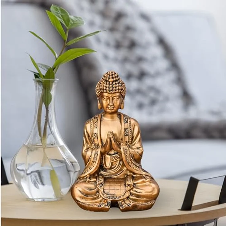 Zen Light Buddha Meditation Gold Dekofigur Harz, Einheitsgröße – Bild 11
