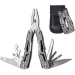 LEVADA PLUS Multitool 14-in-1, kompaktes Edelstahl-Multifunktionswerkzeug mit Zange, Messer, Schraubendreher, Flaschenöffner und Nylonetui für Camping und Outdoor-Aktivitäten
