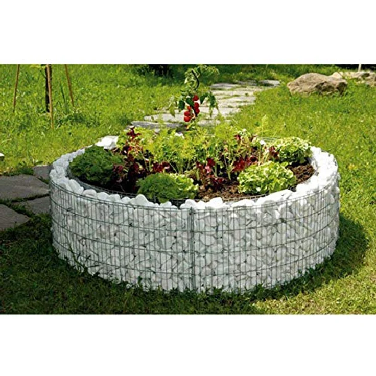 Bellissa Gabionen-Hochbeet rund Ø 146 cm x H 40 cm silber - Preisvergleich – Bild 4