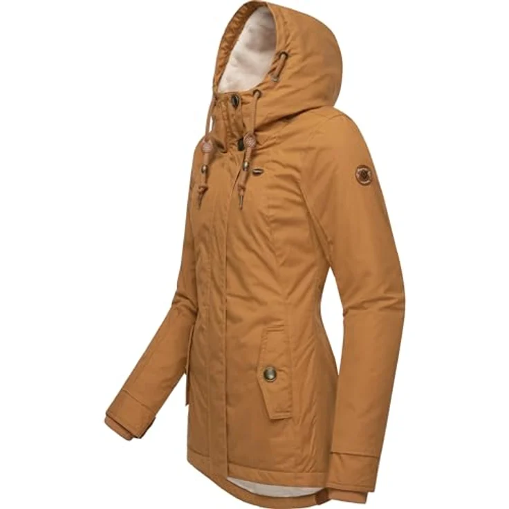 Ragwear Winterjacke Monade Damen Winterparka mit Kapuze und m. Fleece gefüttert, taillierter Schnitt, wasserabweisend (Schwarz) – Bild 3