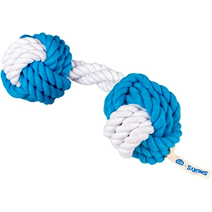 Smurfs duvoplus Hantel aus Seil, 30 cm, Spielzeug zum Apportieren, fördert die Zahngesundheit, Baumwolle, interaktiv und sicher für Hunde