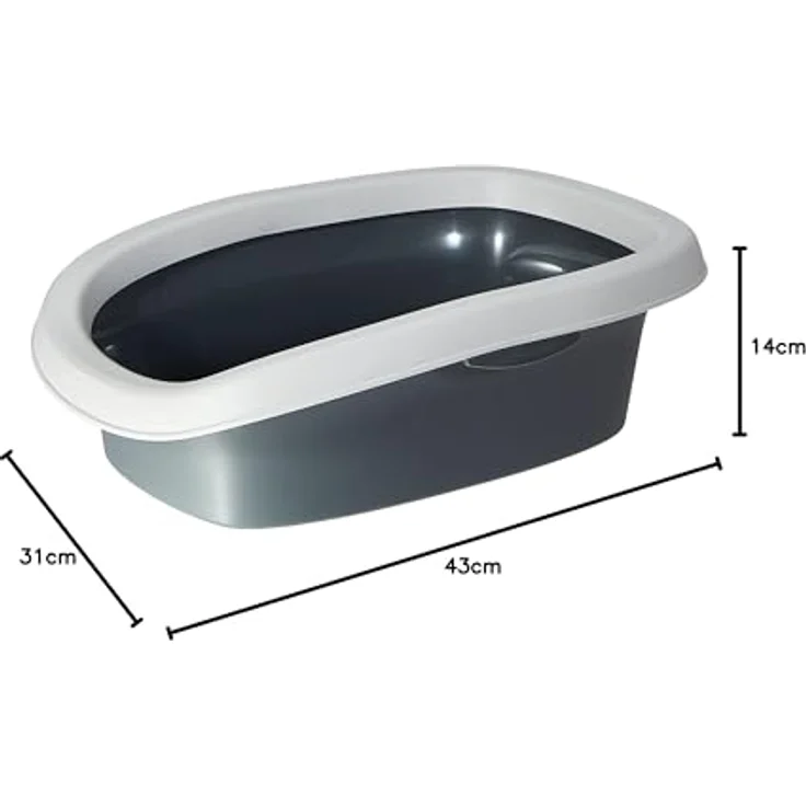 Trixie Katzentoilette Carlo mit Rand und Schaufel grau-hellgrau 31 × 14 × 43 cm – Bild 3