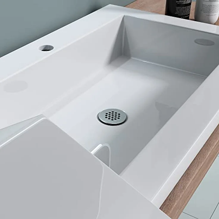 doporro Design Einbauwaschbecken 120x46x13,5 cm Col820R aus Gussmarmor Waschbecken Waschtisch Handwaschbecken – Bild 5