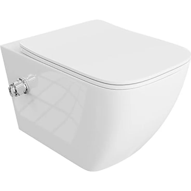 lavita Wand-WC Parana | Hänge Toilette mit Bidet-Funktion | Soft-Close WC-Sitz | Spülrandlos Hängend | 365x515x395 mm | Weißer Glanz - Preisvergleich – Bild 1